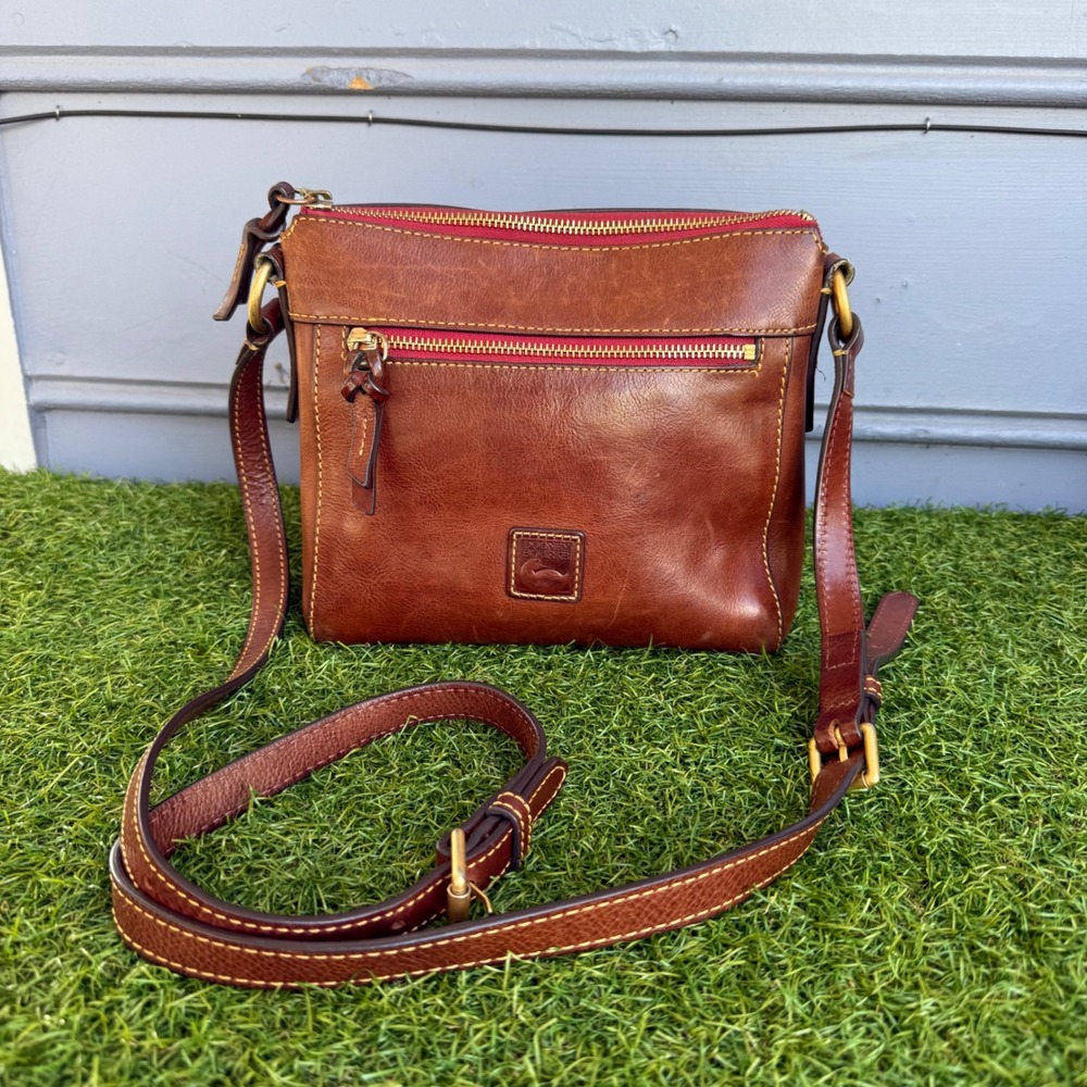Dooney and Bourke Leather Florentine Allison Crossbody Purse Chestnut Brown